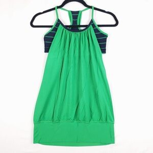 lululemon athletica Green and Black Striped Tank Top